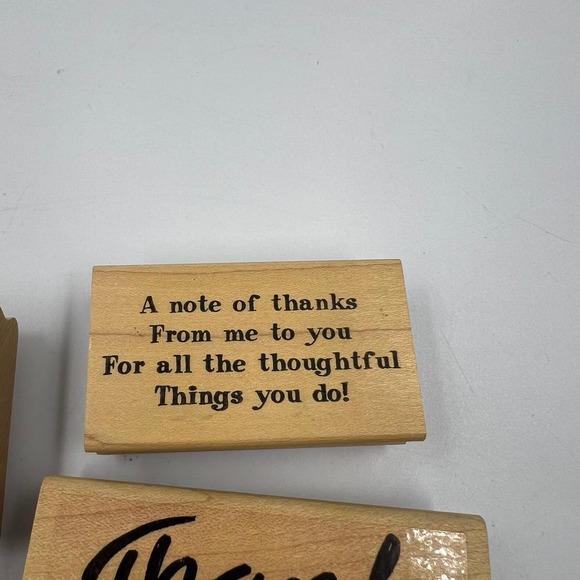 Vintage Lot 8 Piece Rubber Stamps Thank You Theme Junk Journaling Stationary - Picture 7 of 9